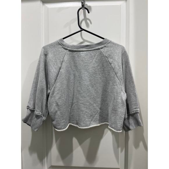 Paige Queenie Graphic Athletic Club Heather Grey Cropped Sweatshirt Sz S - Picture 5 of 6